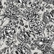 Floral Seamless Pattern with Peonies in Vintage Style