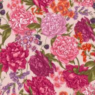 Floral Seamless Pattern with Peonies in Vintage Style N4