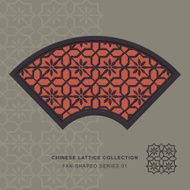 Chinese window tracery lattice fan shaped series 01 flower pattern