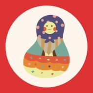 Matryoshka Russian traditional wooden doll vector pattern el N33