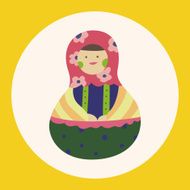 Matryoshka Russian traditional wooden doll vector pattern el N34