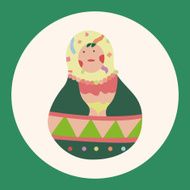 Matryoshka Russian traditional wooden doll vector pattern el N37