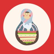 Matryoshka Russian traditional wooden doll vector pattern el N38