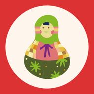 Matryoshka Russian traditional wooden doll vector pattern el N39