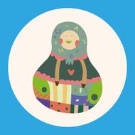 Matryoshka Russian traditional wooden doll vector pattern el N42