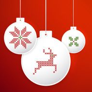 Vector Christmas balls with embroidery cross-stitch style