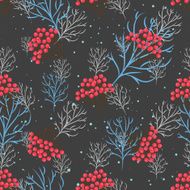 Rowanberry branch seamless pattern Vector background N2