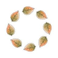 Just leaves Round frame Watercolor background 2