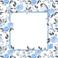 Watercolor floral background a cut bird Template 2