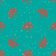 Rowanberry branch and snow seamless pattern Vector background N2