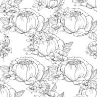 seamless black and white floral pattern N9