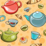 Tea set seamless pattern N2