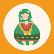 Matryoshka Russian traditional wooden doll vector pattern el N44