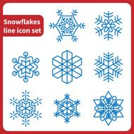 Snowflakes line icon set