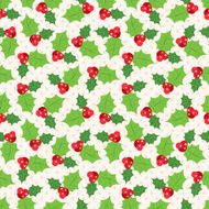 Seamless pattern of holly berry sprig illustration N2