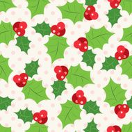 Seamless pattern of holly berry sprig illustration N3