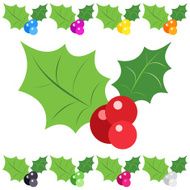 Set of holly berry sprig icons isolated on white background