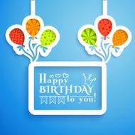 Happy birthday retro postcard with balloons