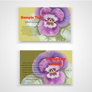 Business Card Templates decorated with watercolor pansy flowers