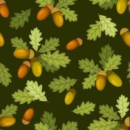 Seamless pattern with acorns and oak leaves Vector illustration