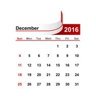 Vector simple calendar 2016 year december month N2