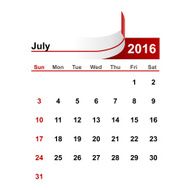 Vector simple calendar 2016 year july month N2