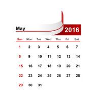 Vector simple calendar 2016 year may month N2