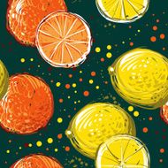 Lemons and oranges are hand-drawn Vector seamless pattern
