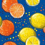 Lemons and oranges are hand-drawn Vector seamless pattern N2