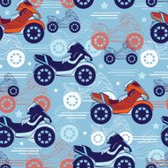 Vector Motorcycles Blue Red Seamless Pattern Fast Risky Speed Motorbike
