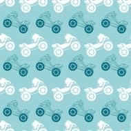 Vector Motorcycles Blue Brown Stripes Seamless Pattern Riding on One