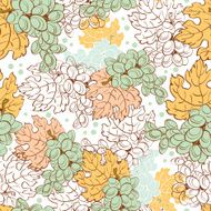 Vector Fall Grapes Harvest Seamless Pattern Wine pastel leaf Ripe