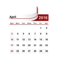 Vector simple calendar 2016 year april month N2
