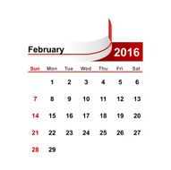 Vector simple calendar 2016 year february month N2