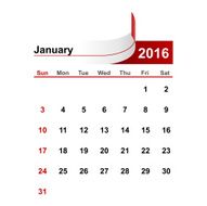 Vector simple calendar 2016 year january month N2