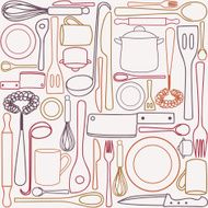 Kitchen utensils - seamless pattern N2