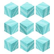 Cartoon Isometric ice game brick cubes set