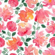 colorful watercolor flowers seamless pattern N3