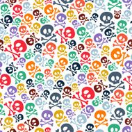 Cute colorful skulls and crossbones seamless pattern
