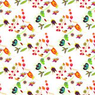 Seamless multicolored retro flower pattern Vector