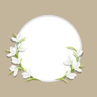 Vector template with snowdrop flowers for the inscription Round frame