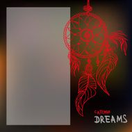 Boho style dreamcatcher on blurred background Vector illustration