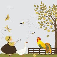 Cute girl in the orchard with apple tree N2