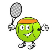 Cartoon tennis ball with racket
