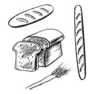 Sliced bread long loaf and baguette