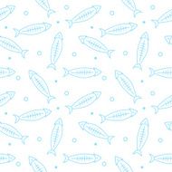 Vector funny fish skeleton seamless pattern Fish bone background