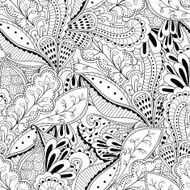 Abstract seamless pattern with black and white flowers
