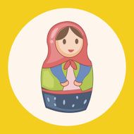 Matryoshka Russian traditional wooden doll vector pattern el N45
