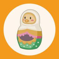 Matryoshka Russian traditional wooden doll vector pattern el N46