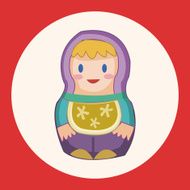 Matryoshka Russian traditional wooden doll vector pattern el N47